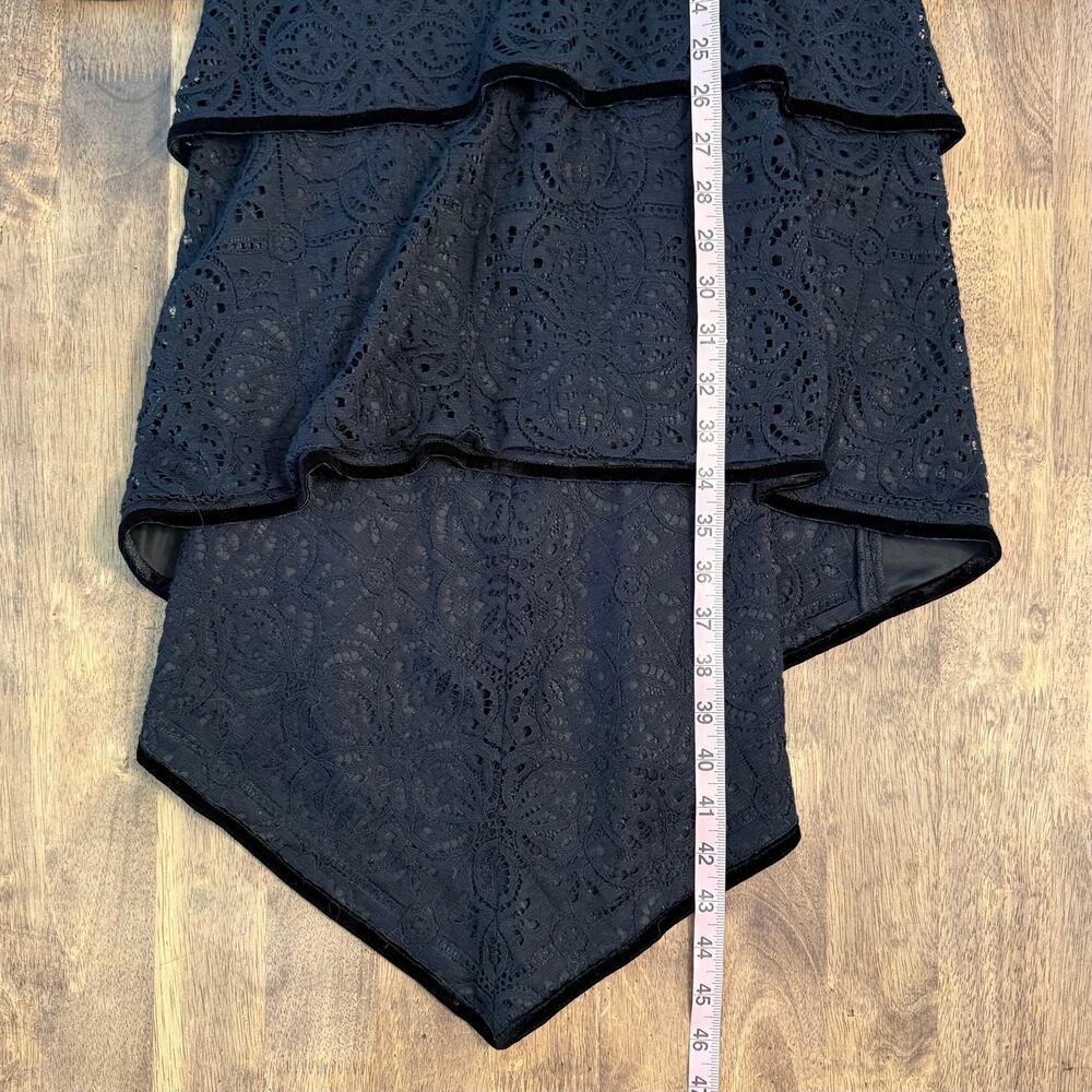 Tadashi Shoji Dress Victoire High-Low Long Sleeve Lace Black Wednesday Size 00 - Picture 6 of 10